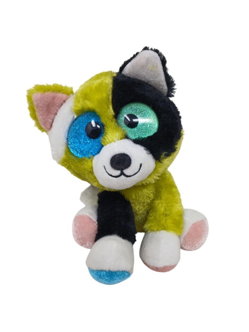 Wild Republic Wonky Cat Bye Bye Kitty Plush 6.5" Soft Toy Big Sparkly Eyes #I-11